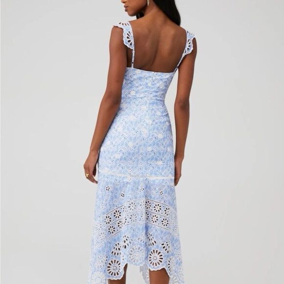 Karina Grimaldi Women's Irma Eyelet Midi Dress in Blue Size Small - Picture 2 of 10